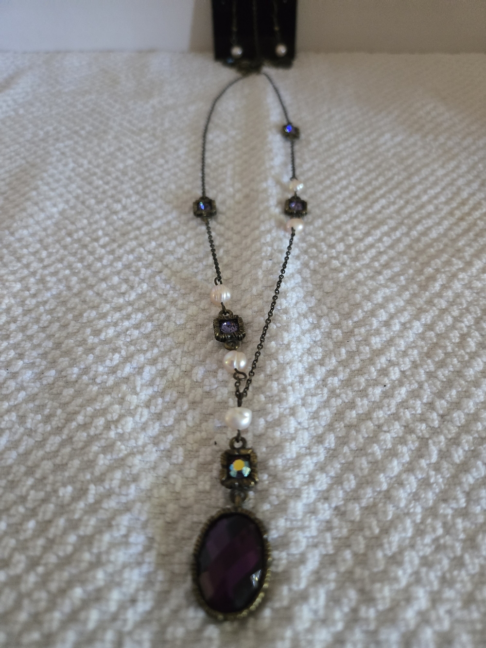 Costume Jewelry Purple Pendant Necklace with Pearls